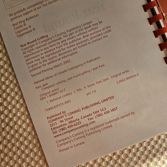 4/$25 2003 Company's Coming - Year-Round Grilling - Jean Pare - Picture 3 of 6